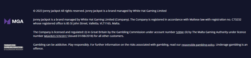 Jonny Jackpot Casino Company Information